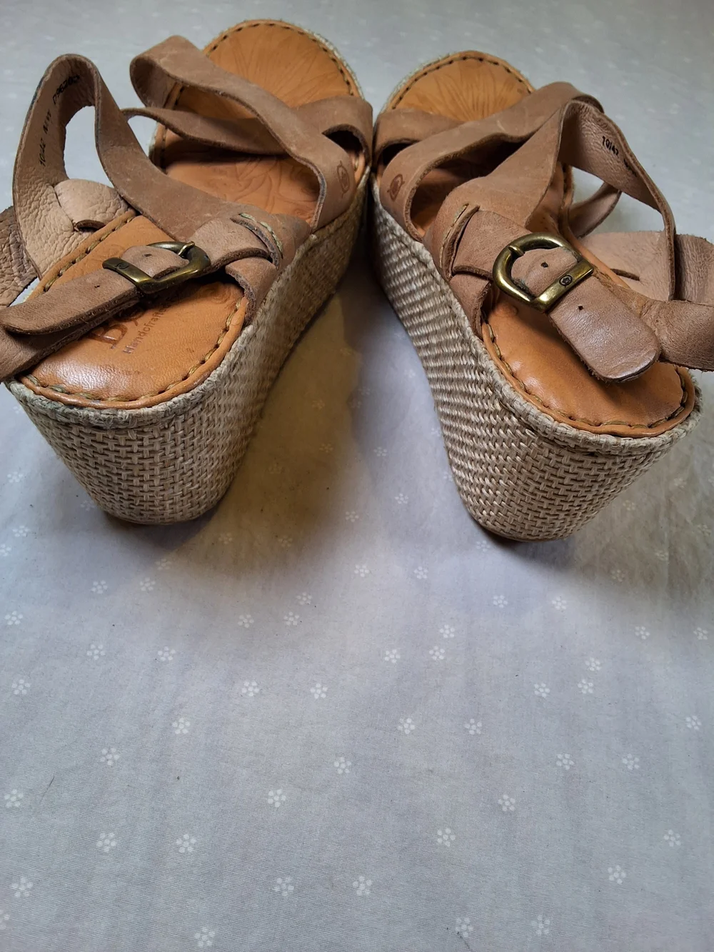 Born Women's Brown Leather Espadrille Wedge Sandals